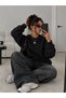 Women's 3 Yarn Organic Cotton Oversize Basic Crew Neck Sweatshirt with Fleece Inside - 7