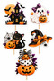 Halloween Cake Decoration and Cupcake Decoration Set of 5 – Halloween Pumpkin, Ghost, Black Cat, and Witch Hat Toothpick Ornament - 2