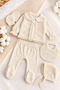 Newborn Baby Girl Lace Detailed Hat and Booties 5-Piece Hospital Discharge Set Ecru - 2