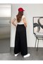 Wide Cut Flared Trousers with Elastic Waist and Double Skirt - 5