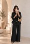 Gold Zippered Women's Trouser Suit with Waist Tunnel - 2