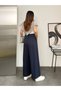 Wide Cut Flared Trousers with Elastic Waist and Double Skirt - 4