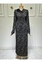 Women's New Season Mother's Dress with Stone Detail on the Collar