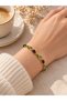 Women's Gold Color Waterway Bracelet Purple Green Stone Leaf Branch Patterned Evening Dress - 3