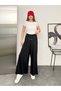 Wide Cut Flared Trousers with Elastic Waist and Double Skirt - 2