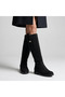 Zanna Women's Minimal Flat Sole Buckle Boots Black-Suede - 4