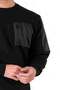 6112 Men's Long Sleeve Crew Neck Three Thread Elastic Leg Tracksuit Set-Black - 2