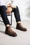 Men's Genuine Suede Leather Beige Chelsea Boots – Thick-Soled, Stylish, and Modern Winter Boots
