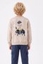 Boy's Hat, Printed Sweatshirt with Horse Figure on the Back, Cargo Pockets, Navy Blue Tracksuit Set - 3