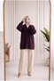 Zülnur Double Accessory Detailed Soft Cardigan-Kr6033 Plum