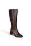 Women's Black Brown Leather 7cm Thick Heel 38cm Leg Length 31.5 Calf Width Heeled Boots - 2