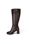 Women's Black Brown Leather 7cm Thick Heel 38cm Leg Length 31.5 Calf Width Heeled Boots - 4
