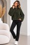 Women's Plush Fleece Sweatshirt with Half Zipper, High Collar, Cropped Winter Model - 2