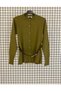 Trendy Buttoned Belted Crew Neck Cold Yarn Full Fit Basic Cardigan - 2