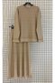 Trendy Button Detailed Striped Cold Yarn Full Fit Skirted Knitwear Set - 2