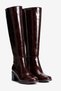 Women's Boots Crocodile Patterned Round Toe Thick Heeled Zippered Sabine Brown - 2