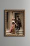Victorian Couple on the Stairs - Vintage Patterned Painting - Fine Model