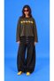 Wild Horses Yellow Horse Printed Green Brown Striped Oversize Long Sleeve T-Shirt - 4