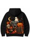 Good Things Are in October - Vintage Halloween Black Cat Pumpkin Back Print Graphic Hoodie