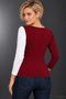 Contrast Effect - Women's Asymmetrical Collar Two-Tone Viscose Blouse - 2