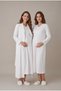 Women's Ecru Shawl Collar Lace Long Sleeve Maternity Nightgown Set with Easy Breastfeeding Feature - 3