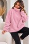 Women's Plush Fleece Sweatshirt High Collar Soft Textured Winter Wear - 2