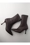Bitter Brown Stretch Leather Women's Heeled Boots