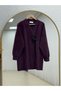Zülnur Double Accessory Detailed Soft Cardigan-Kr6033 Plum - 2