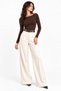 Women's Coffee Color Boat Neck Modal Single Jersey Casual Trend Long Sleeve No Show Top Undershirt Body - 5