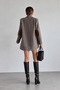 Brown Houndstooth Lined Suede Elbow Detailed Blazer Jacket - 4