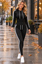 Sporty Stripe - Women's Stripe Detailed Hooded Sweatshirt and Leggings Set - 4