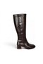 Women's Black Brown Shiny 4cm Thick Heel 38cm Leg Length 30cm Calf Width Buckle Heeled Boots - 3