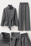 Polyviscon Belted Jacket Suit-Grey Grey - 4
