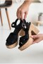 Women's Cross-Strapped Cork Platform Thick Heeled Sandals - 3