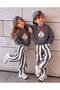Girls Boys Unisex Teddy Bear Printed Crew Neck Sweatshirt and Striped Wide Leg Pants Top and Bottom Set - 3