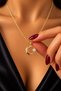 Non-Tarnish Gold Women's Necklace with Stylish Figures and Chain Detail