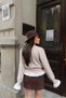 Guipure Detailed Lace-Up Cardigan-Stone Stone - 7