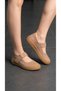 Women's Genuine Leather Velcro Rubber Sole Ballerina Daily Casual Shoes Nubuck Beige - 2