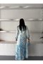 Women's Floral Patterned Lined Belted Maxi Dress - 4