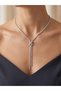 Women's Stone Bow Detailed Y Shape Waterway Necklace, with Gift Packaging Option