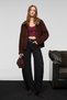 Women's Stretchy Fabric Collar Lace Detailed Buttoned Blouse and Undershirt Two-Piece Set Burgundy Blouse - 2