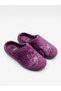 Embroidered Patterned Plush Lined Indoor House Slippers Soft Non-Slip Sole - 4