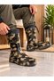 Men's Fleece-Lined Non-Slip Sole Water and Cold-Resistant Nylon Rain Boots with Sturdy Comfortable Sole