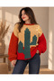 Zuviel Deco Special Design Pixel Art Collection Handmade Desert Bloom Oversize Puffy Chunky Sweater