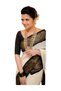Cream Banarasi Silk Saree with Black & Gold Zari Border - MAF3593 | Cream & Black - 2
