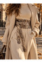 Women's Distressed Patterned Reversible Obi Leather Belt - Asymmetrical Casual Sash Belt - Standard Size - 2