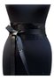 Women's Goat Natural Fur Textured Obi Tie Leather Belt - Wide Casual Girdle Belt - Standard Size - 7