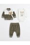 3-Piece Teddy Bear Embroidered Baby Boy Set Velvet 100% Cotton Printed Bodysuit 0-3 Months 3-6 Months 6-9 9-12 Months Newborn Baby Set Jacket+Pants+Bodysuit 100% Cotton Winter Baby 3-Piece Set