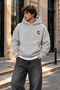 Unisex R Moonlight Printed Oversize Loose Cut Cotton 3 Thread Threaded Ice Gray Hooded Sweatshirt - 3