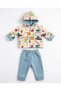 Smile Printed 2-Piece Baby Boy Set, 3-Piece Set, 100% Cotton Fabric, 6-9 Months, 9-12 Months, 12-18 Months, Baby Boy Set, Hooded Cardigan+Body+Pajamas, Newborn Baby Set, 100% Cotton Winter Baby 2-Piece Set